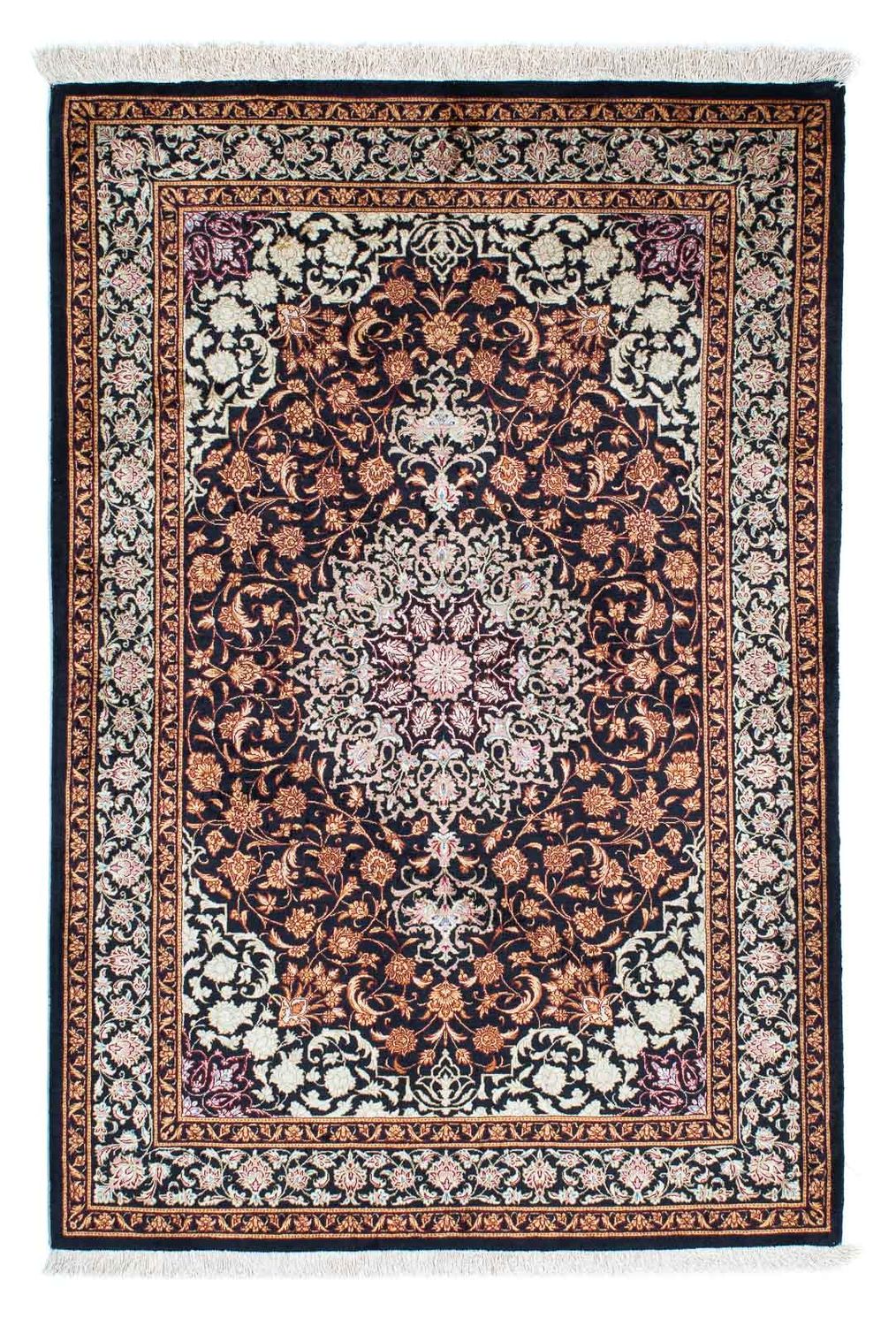 Alfombra persa - Ghom - 149 x 100 cm - azul oscuro
