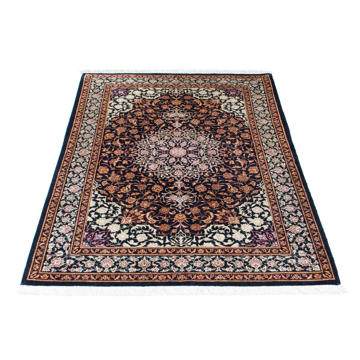 Alfombra persa - Ghom - 149 x 100 cm - azul oscuro
