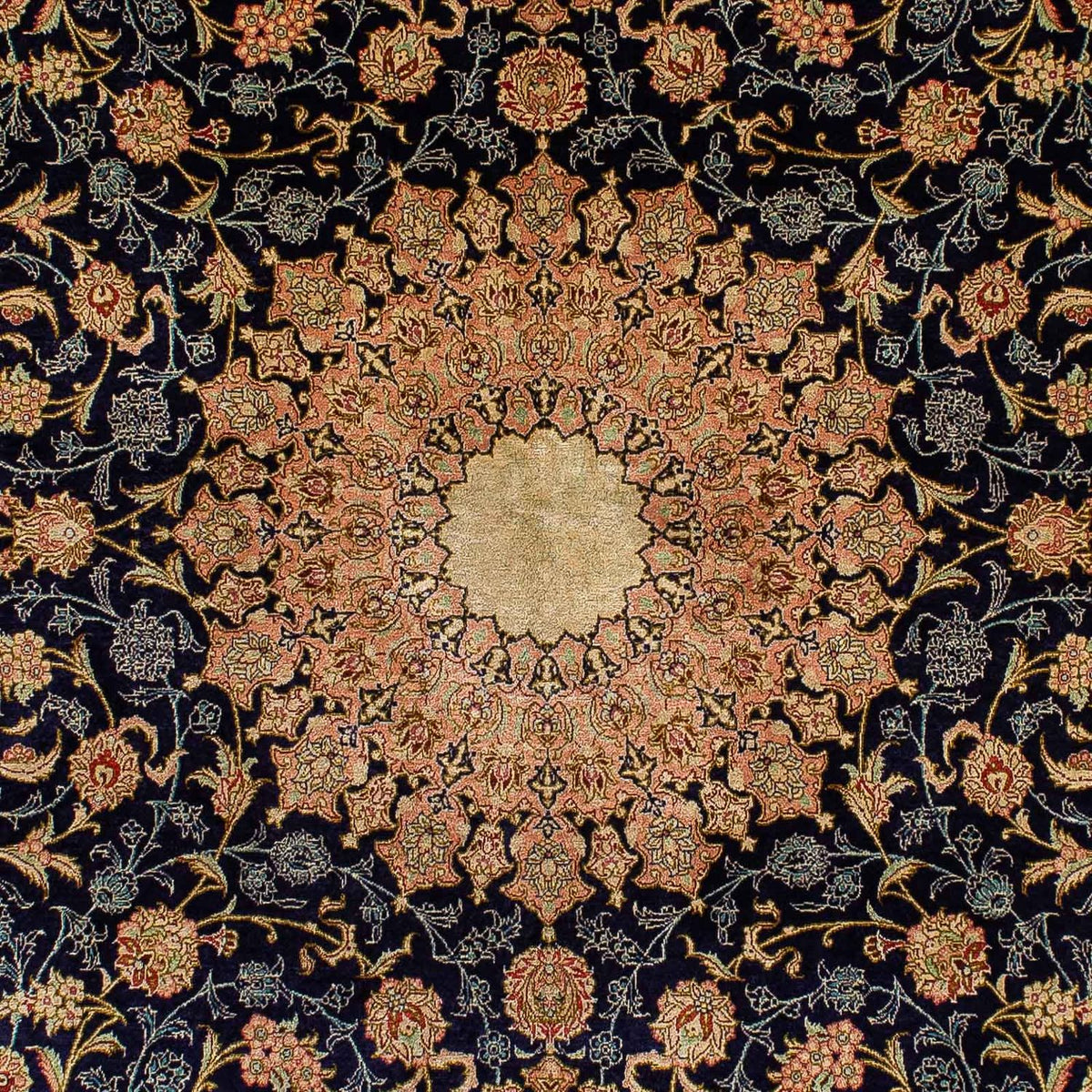 Alfombra de seda - Ghom Seda - Prima - 216 x 132 cm - azul oscuro