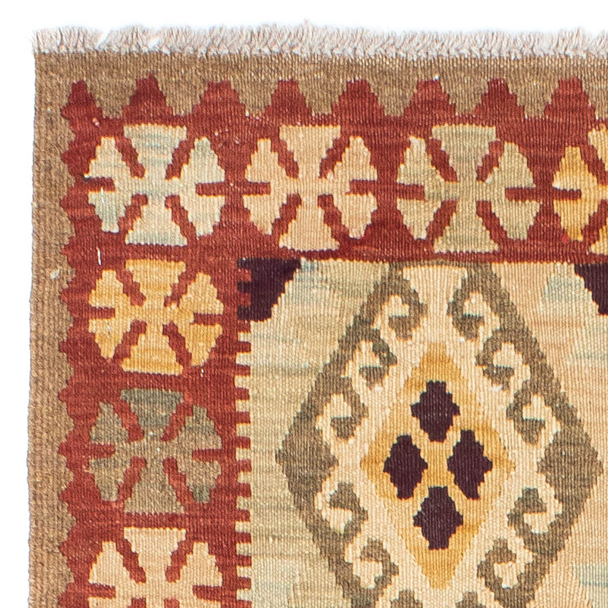 Alfombra de pasillo Alfombra Kelim - Oriental - 199 x 79 cm - beige