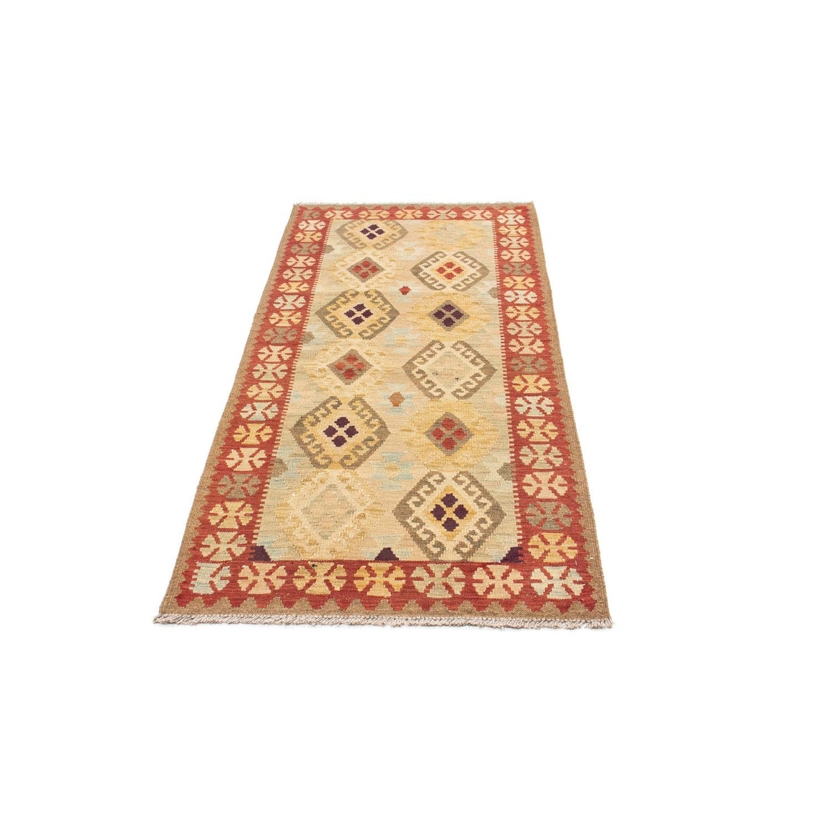 Alfombra de pasillo Alfombra Kelim - Oriental - 199 x 79 cm - beige