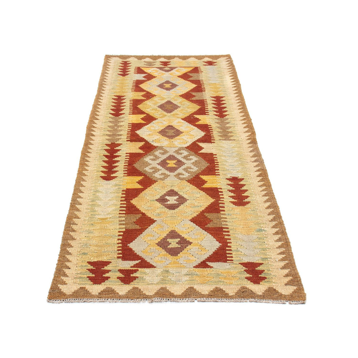 Alfombra de pasillo Alfombra Kelim - Oriental - 192 x 72 cm - marrón claro
