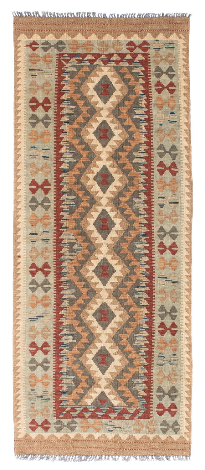 Alfombra de pasillo Alfombra Kelim - Oriental - 198 x 80 cm - marrón claro