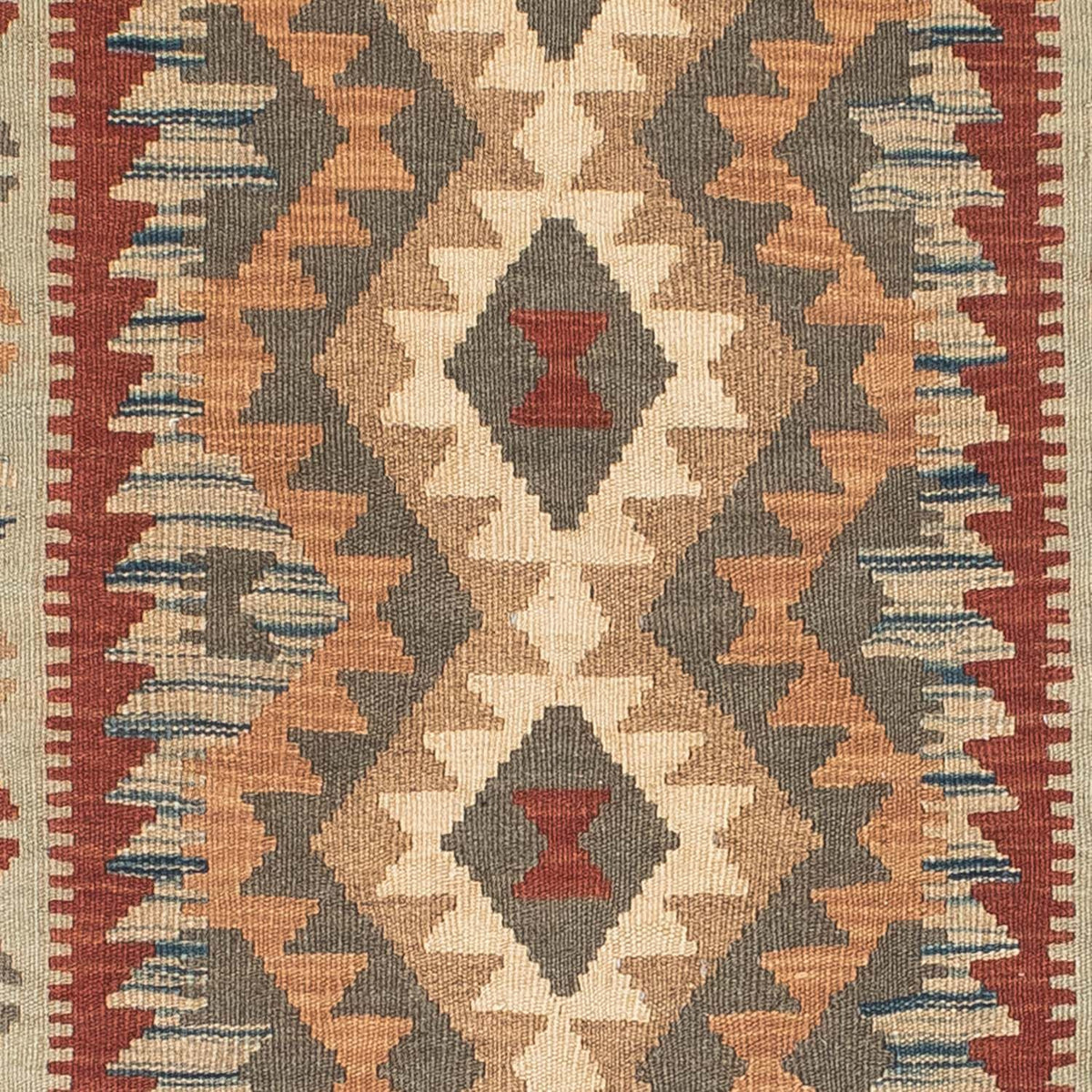 Alfombra de pasillo Alfombra Kelim - Oriental - 198 x 80 cm - marrón claro