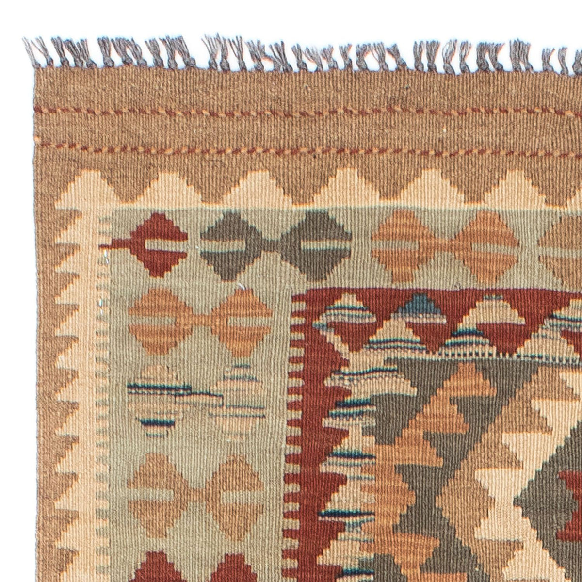 Alfombra de pasillo Alfombra Kelim - Oriental - 198 x 80 cm - marrón claro