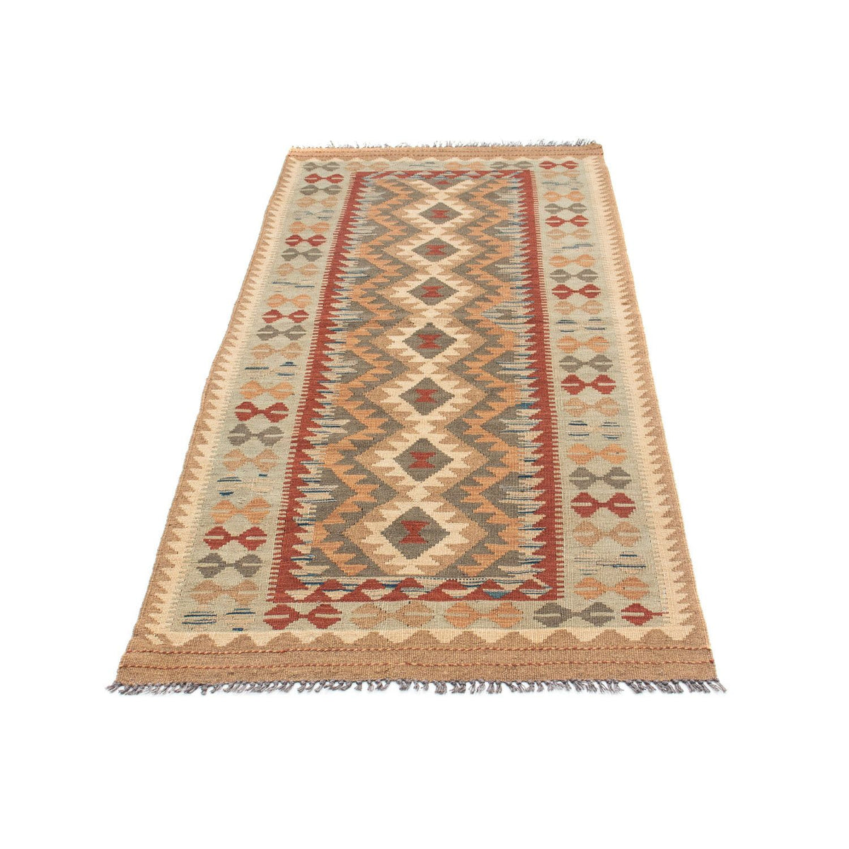 Alfombra de pasillo Alfombra Kelim - Oriental - 198 x 80 cm - marrón claro