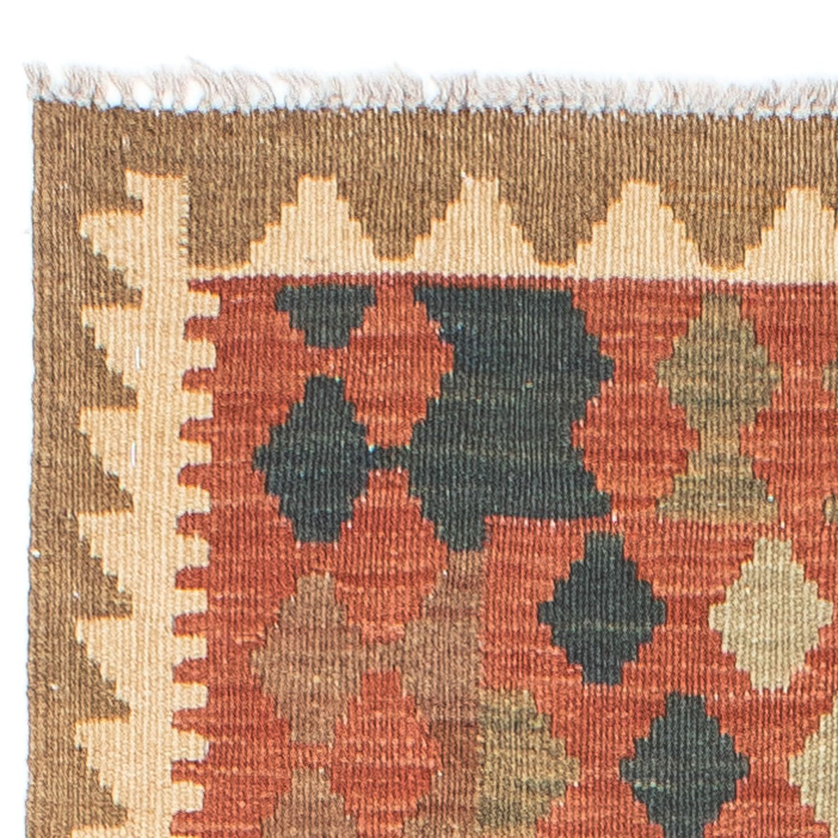 Alfombra de pasillo Alfombra Kelim - Oriental - 198 x 74 cm - rojo claro