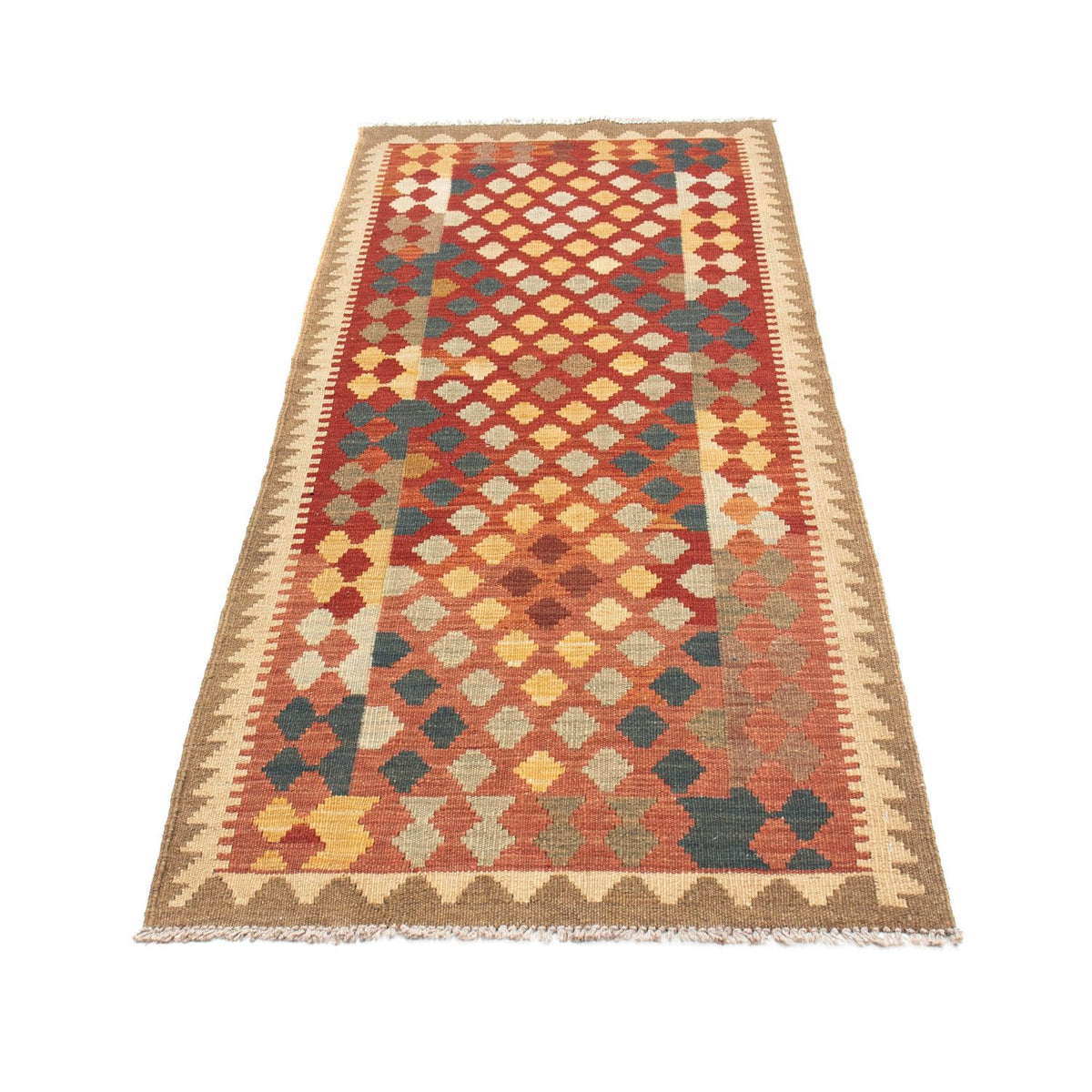 Alfombra de pasillo Alfombra Kelim - Oriental - 198 x 74 cm - rojo claro