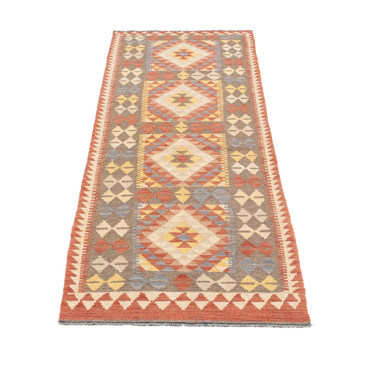 Alfombra de pasillo Alfombra Kelim - Splash - 200 x 65 cm - rojo