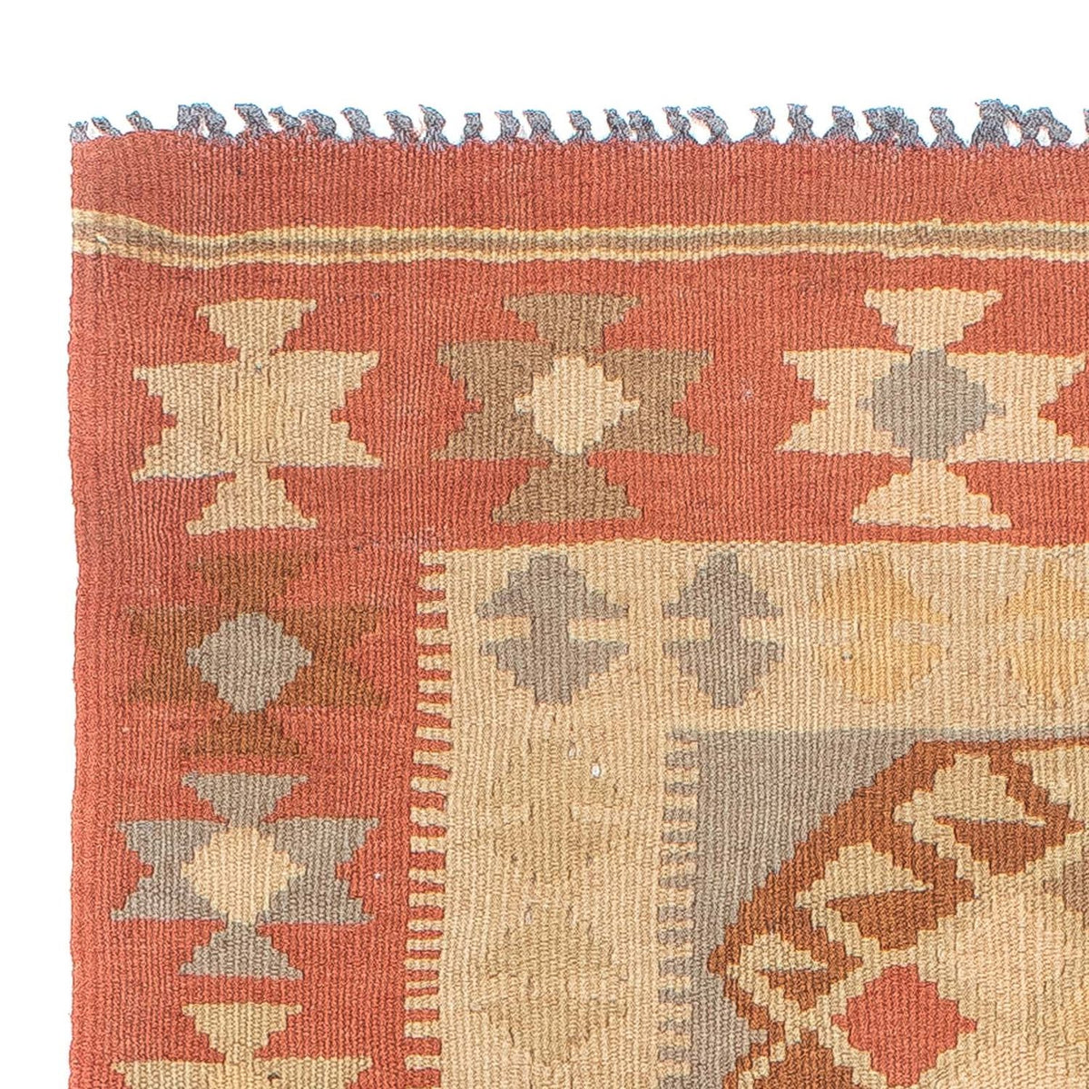 Alfombra de pasillo Alfombra Kelim - Splash - 199 x 67 cm - beige