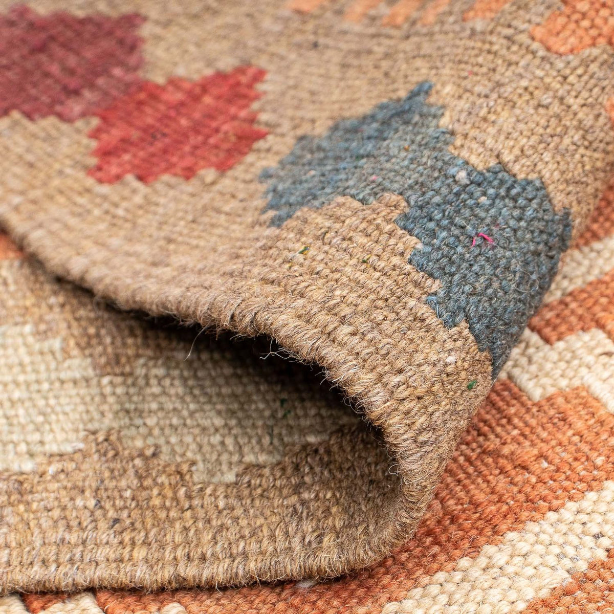 Alfombra de pasillo Alfombra Kelim - Splash - 200 x 62 cm - marrón