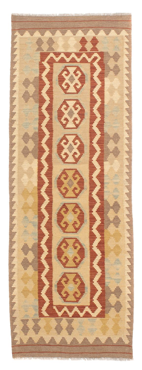 Alfombra de pasillo Alfombra Kelim - Splash - 197 x 68 cm - marrón claro