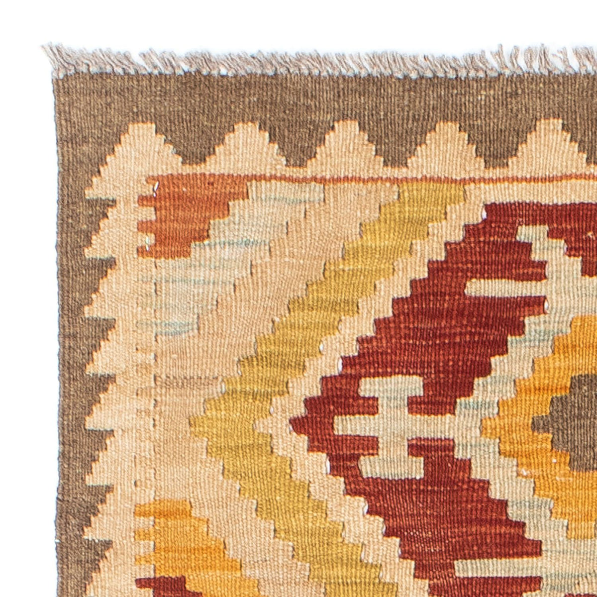 Alfombra de pasillo Alfombra Kelim - Oriental - 197 x 70 cm - beige