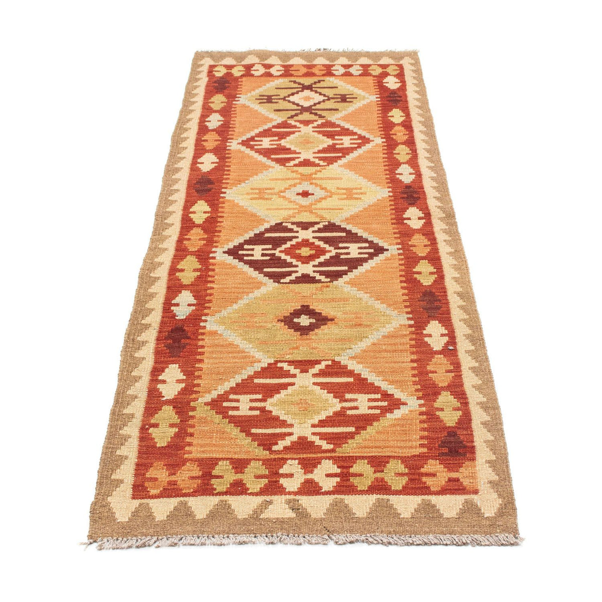Alfombra de pasillo Alfombra Kelim - Oriental - 201 x 64 cm - marrón claro