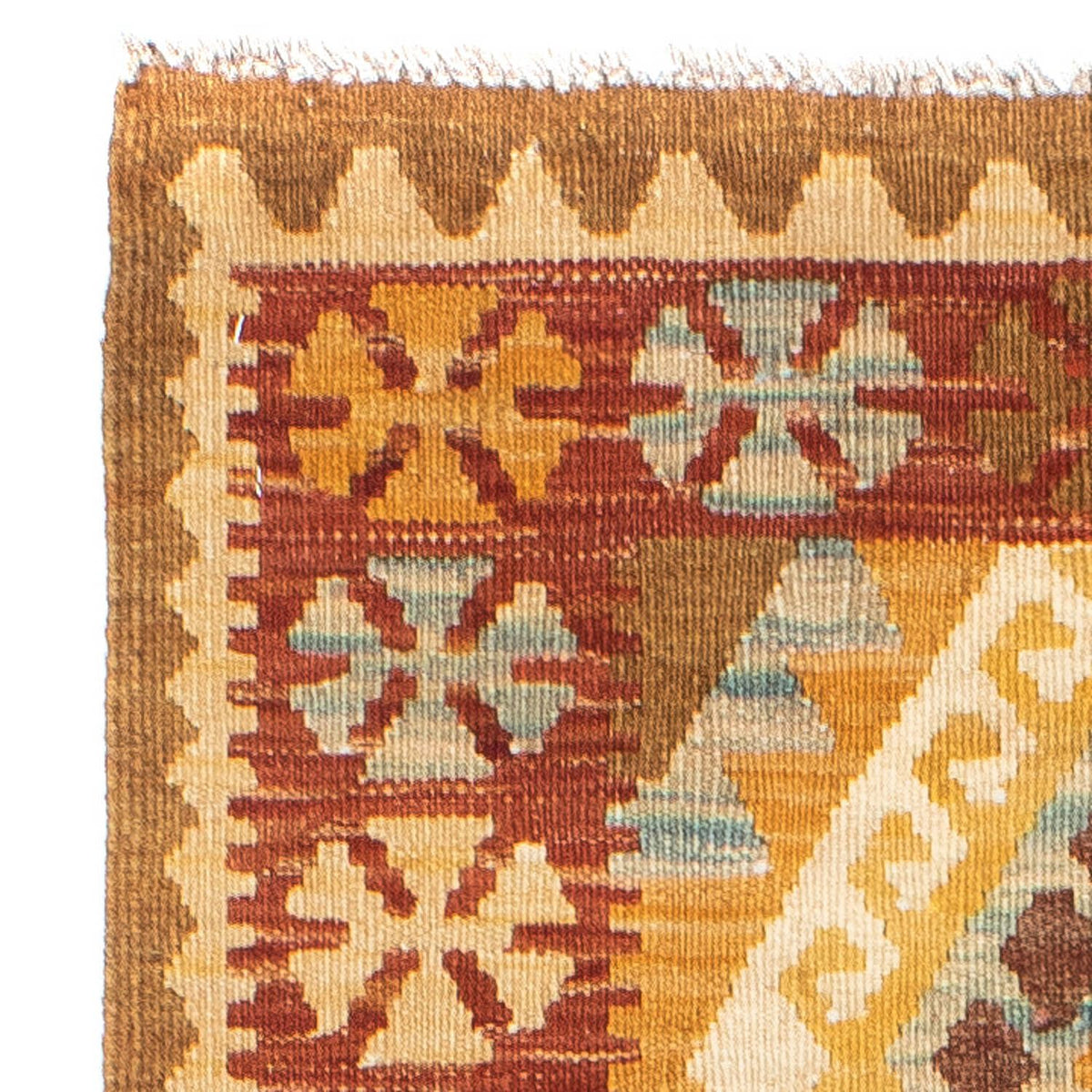 Alfombra de pasillo Alfombra Kelim - Oriental - 206 x 67 cm - marrón claro