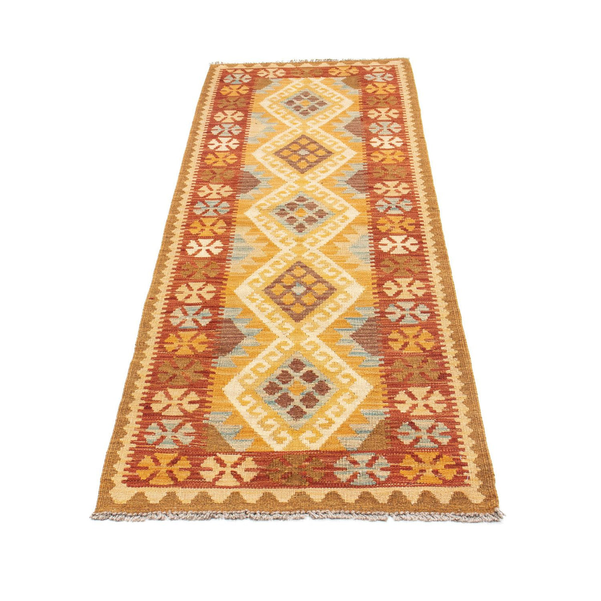 Alfombra de pasillo Alfombra Kelim - Oriental - 206 x 67 cm - marrón claro