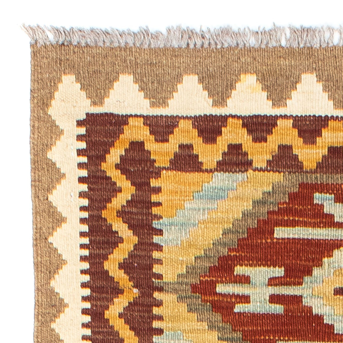 Alfombra de pasillo Alfombra Kelim - Oriental - 210 x 72 cm - marrón claro