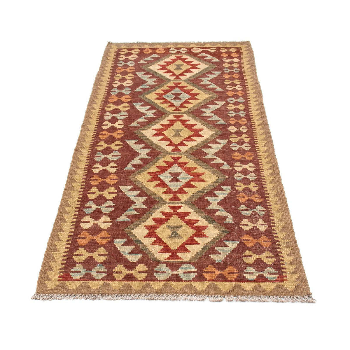 Alfombra de pasillo Alfombra Kelim - Oriental - 192 x 76 cm - marrón