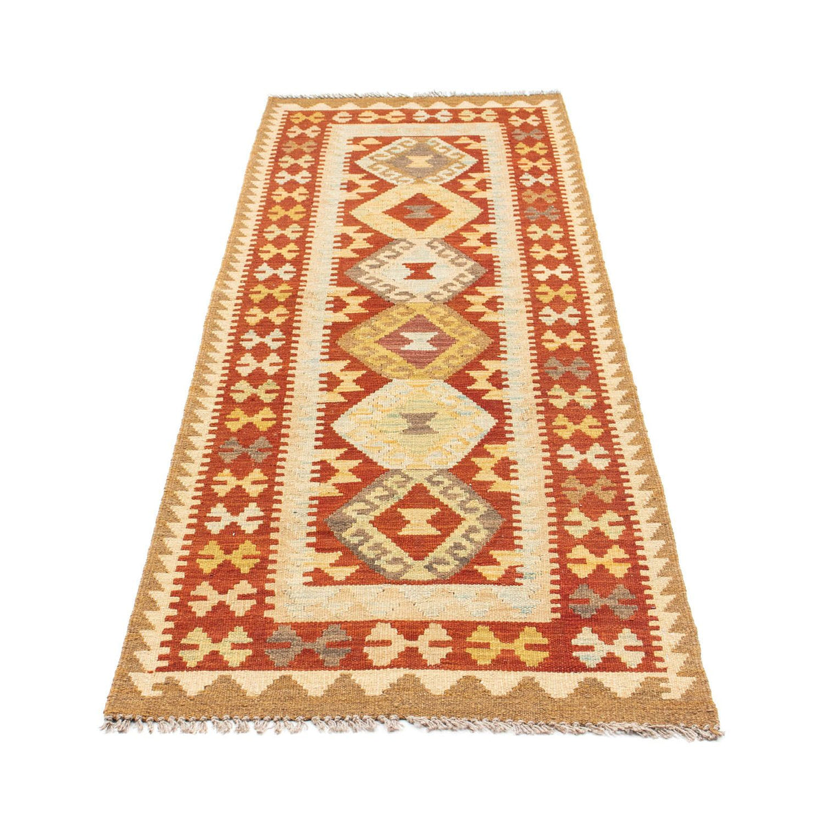 Alfombra de pasillo Alfombra Kelim - Oriental - 206 x 71 cm - beige
