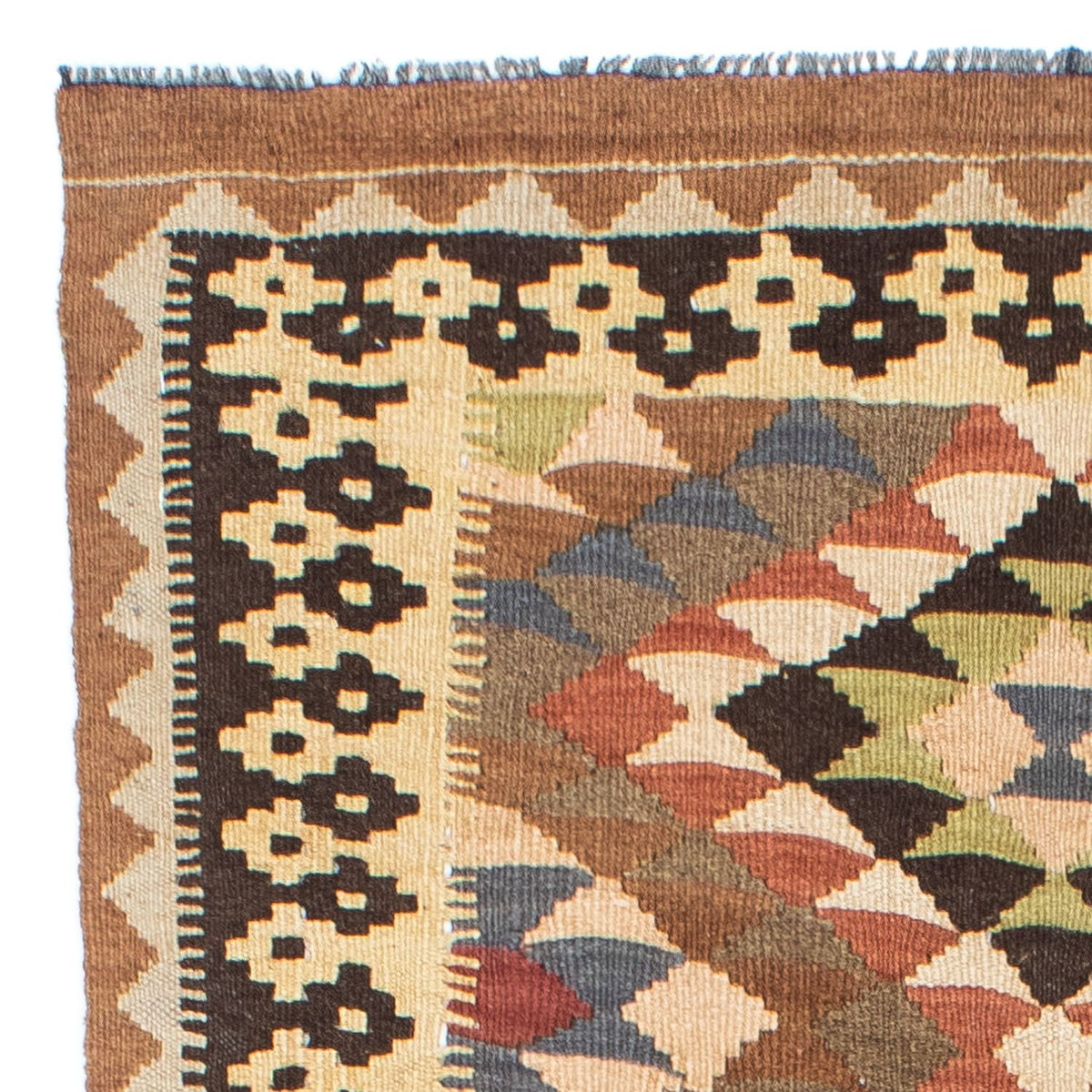 Alfombra de pasillo Alfombra Kelim - Oriental - 207 x 85 cm - marrón claro