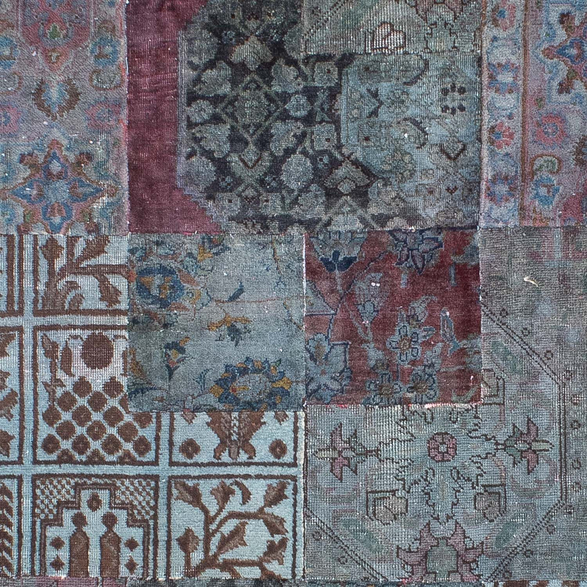 Alfombra de patchwork - 291 x 194 cm - azul