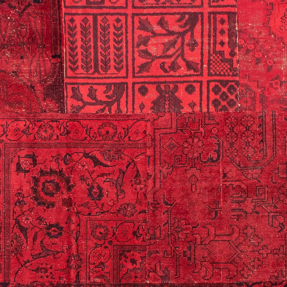 Alfombra de patchwork - 296 x 196 cm - rojo oscuro
