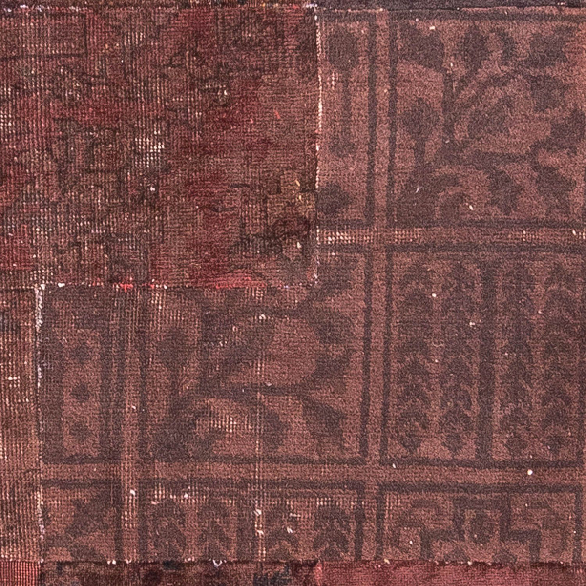 Alfombra de patchwork - 233 x 195 cm - marrón oscuro