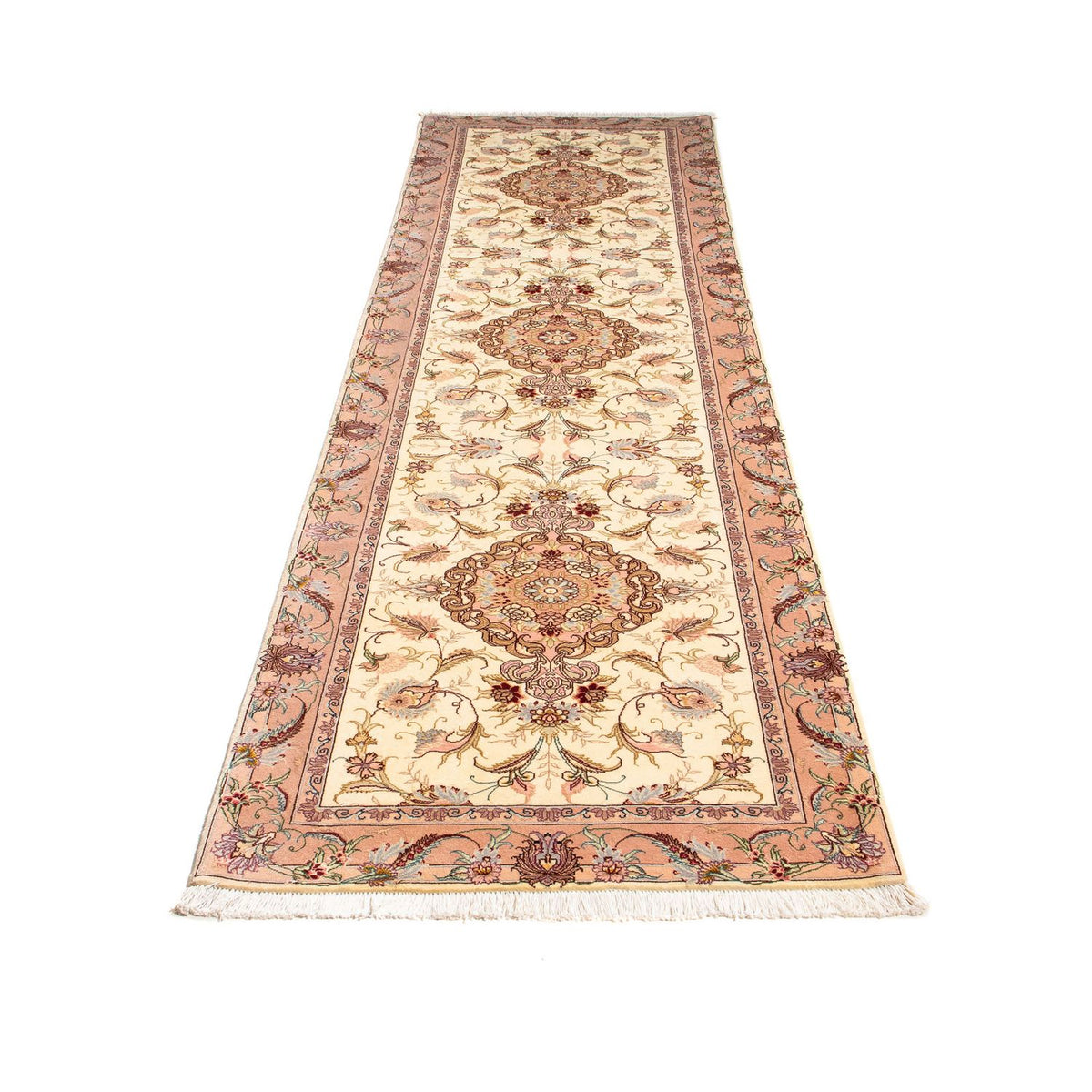 Alfombra de pasillo Alfombra Persa - Tabriz - Real - 310 x 88 cm - beige