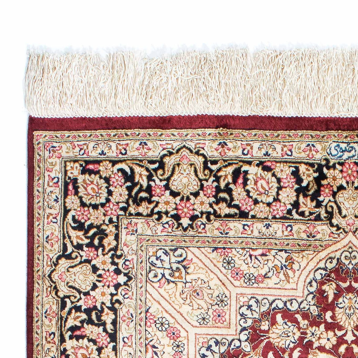 Alfombra persa - Ghom - 144 x 95 cm - rojo oscuro