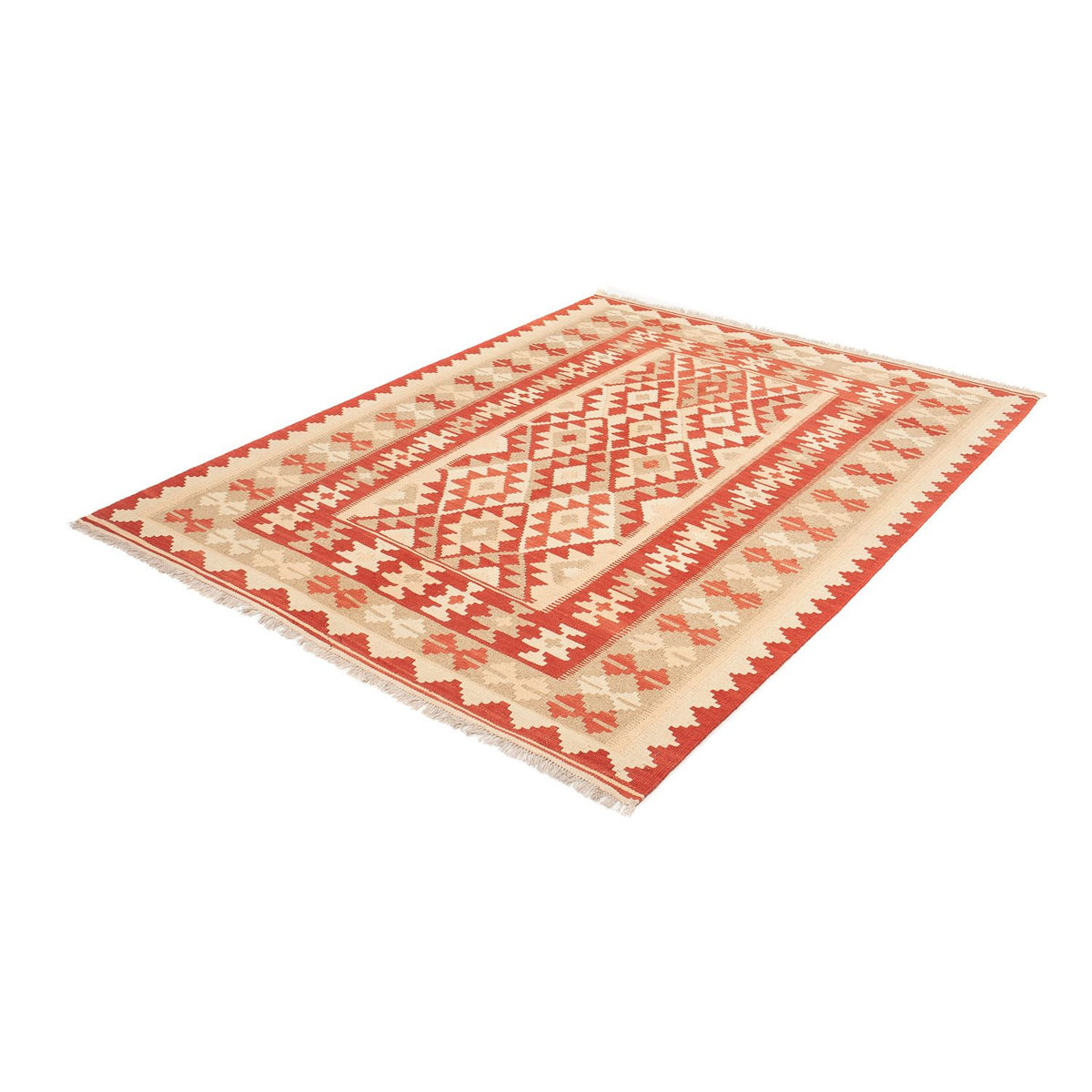 Alfombra Kelim - Oriental - 198 x 146 cm - rojo oscuro