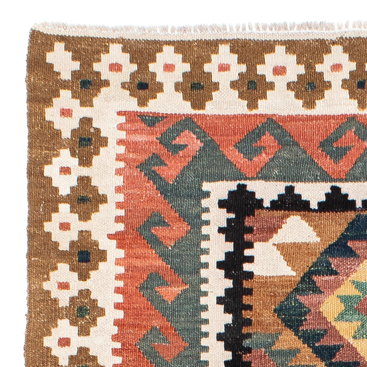 Alfombra de pasillo Alfombra Kelim - Oriental - 200 x 101 cm - marrón claro