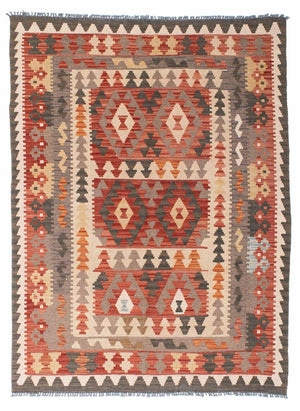 Alfombra Kelim - Oriental - 194 x 147 cm - rojo claro