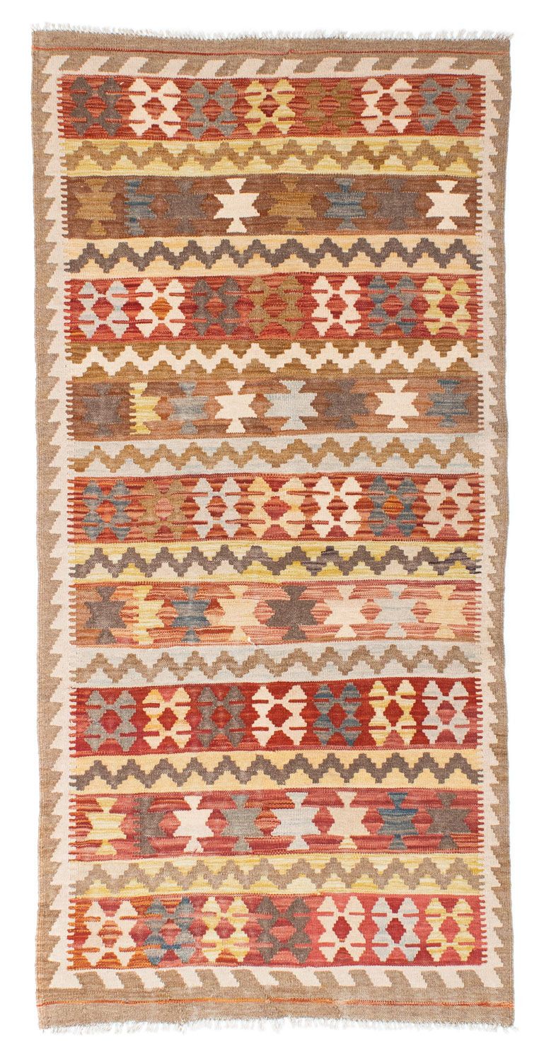 Alfombra de pasillo Alfombra Kelim - Oriental - 200 x 92 cm - marrón claro