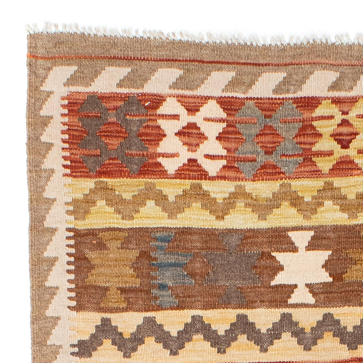 Alfombra de pasillo Alfombra Kelim - Oriental - 200 x 92 cm - marrón claro