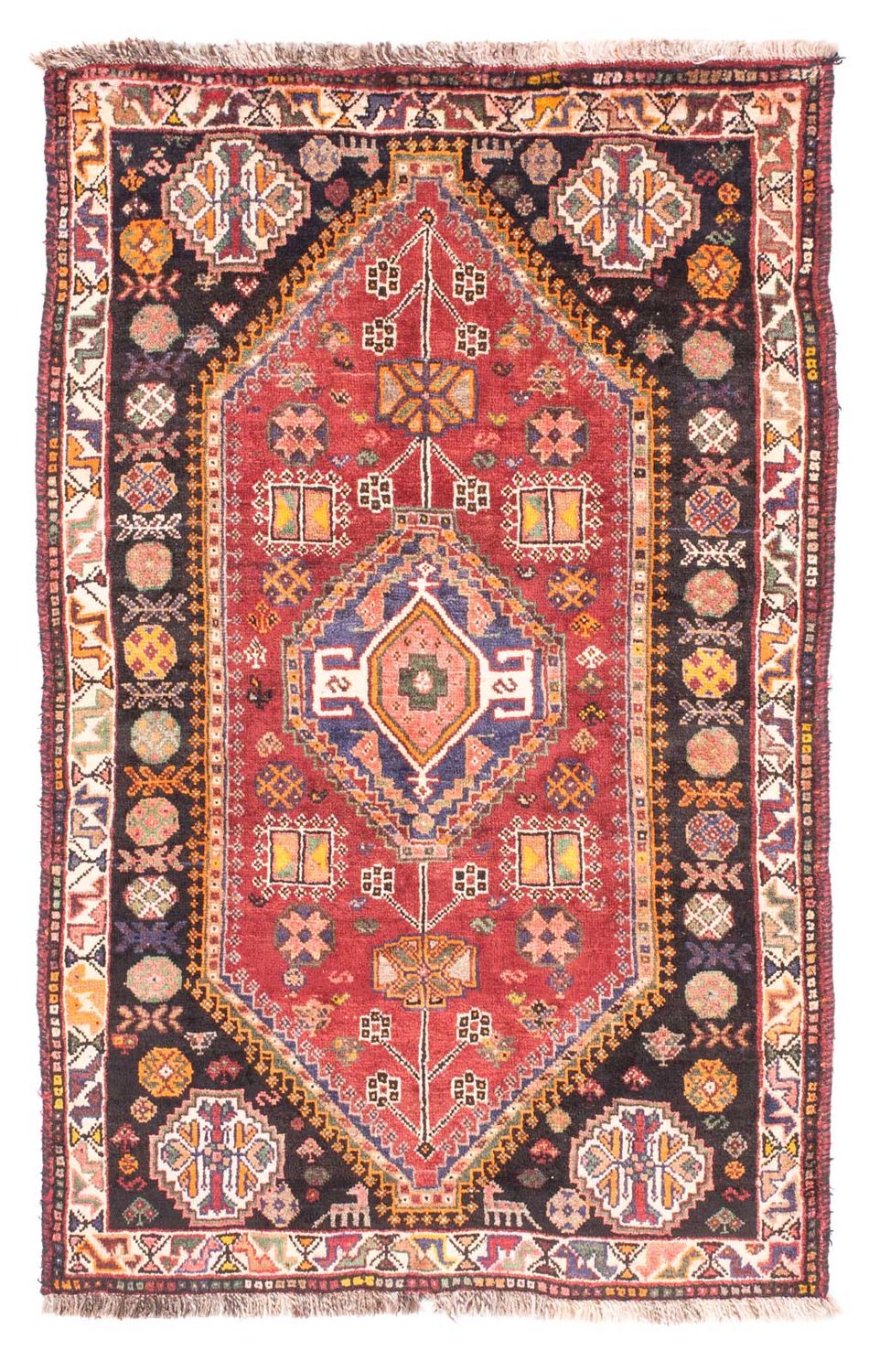 Alfombra persa - Nómada - 150 x 105 cm - rojo oscuro