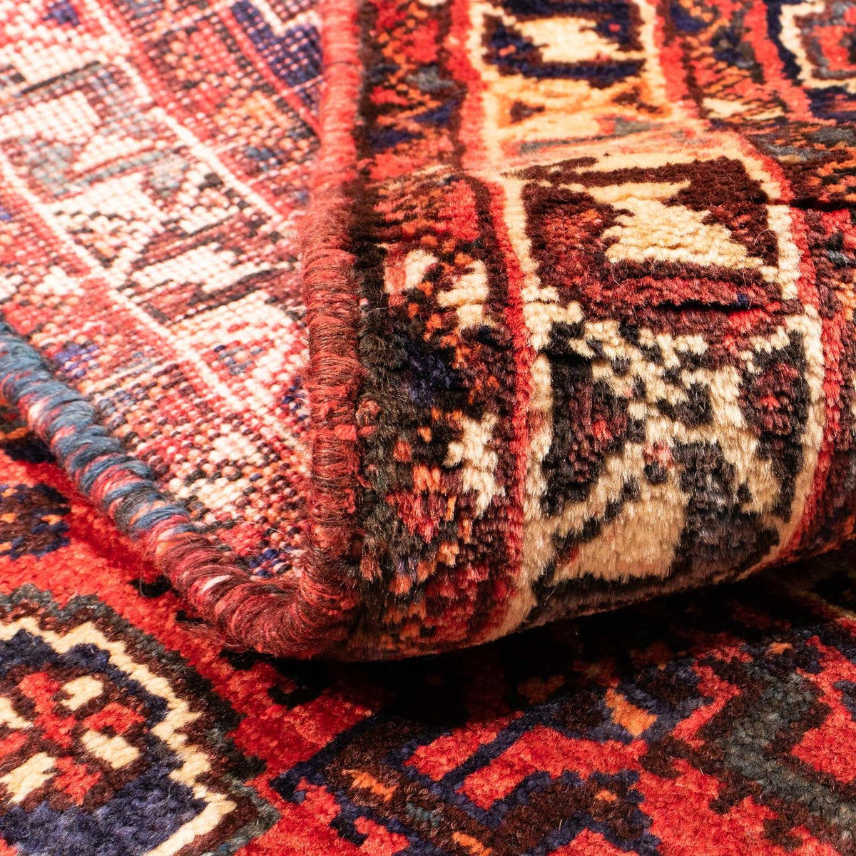 Alfombra persa - Nómada - 140 x 115 cm - rojo oscuro