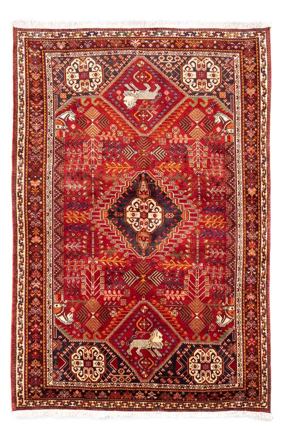 Alfombra persa - Nómada - 258 x 165 cm - rojo oscuro