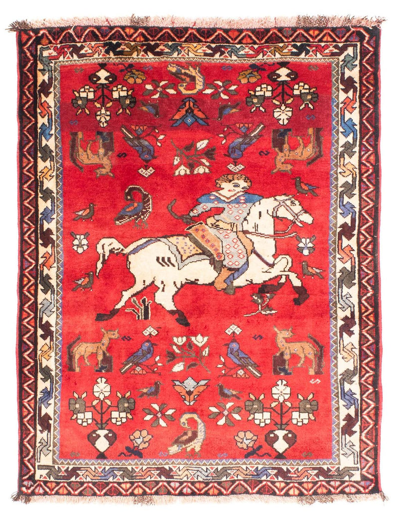Alfombra persa - Nómada - 158 x 123 cm - rojo oscuro