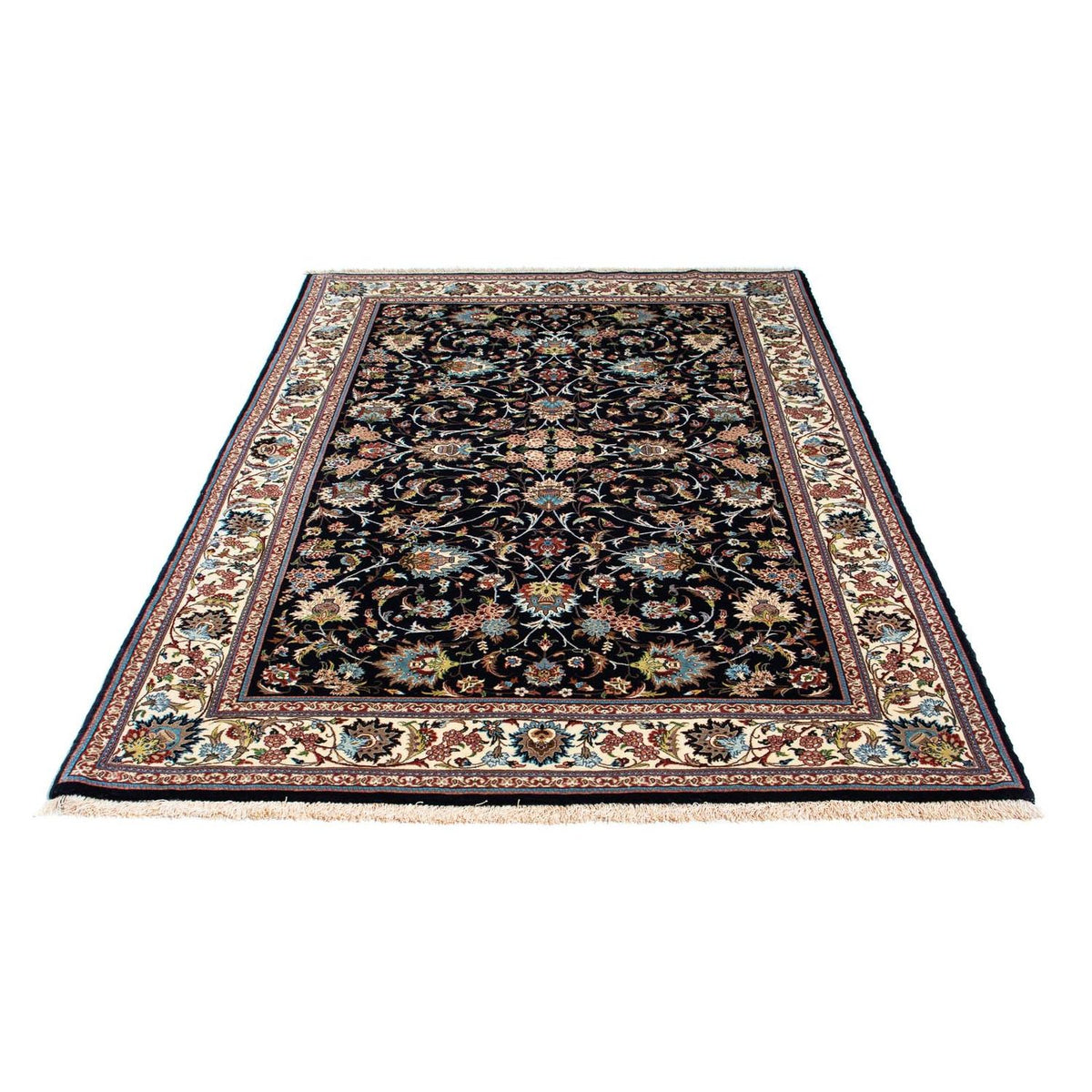 Alfombra persa - Ghom - 210 x 140 cm - azul oscuro