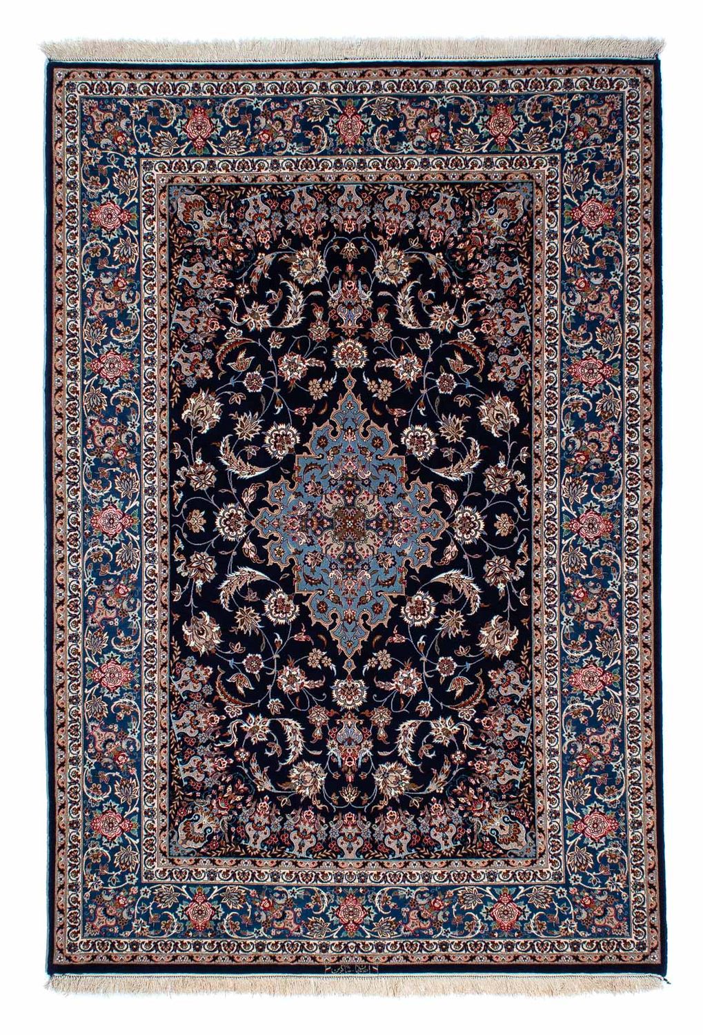 Alfombra Persa - Isfahan - Prima - 218 x 145 cm - azul oscuro