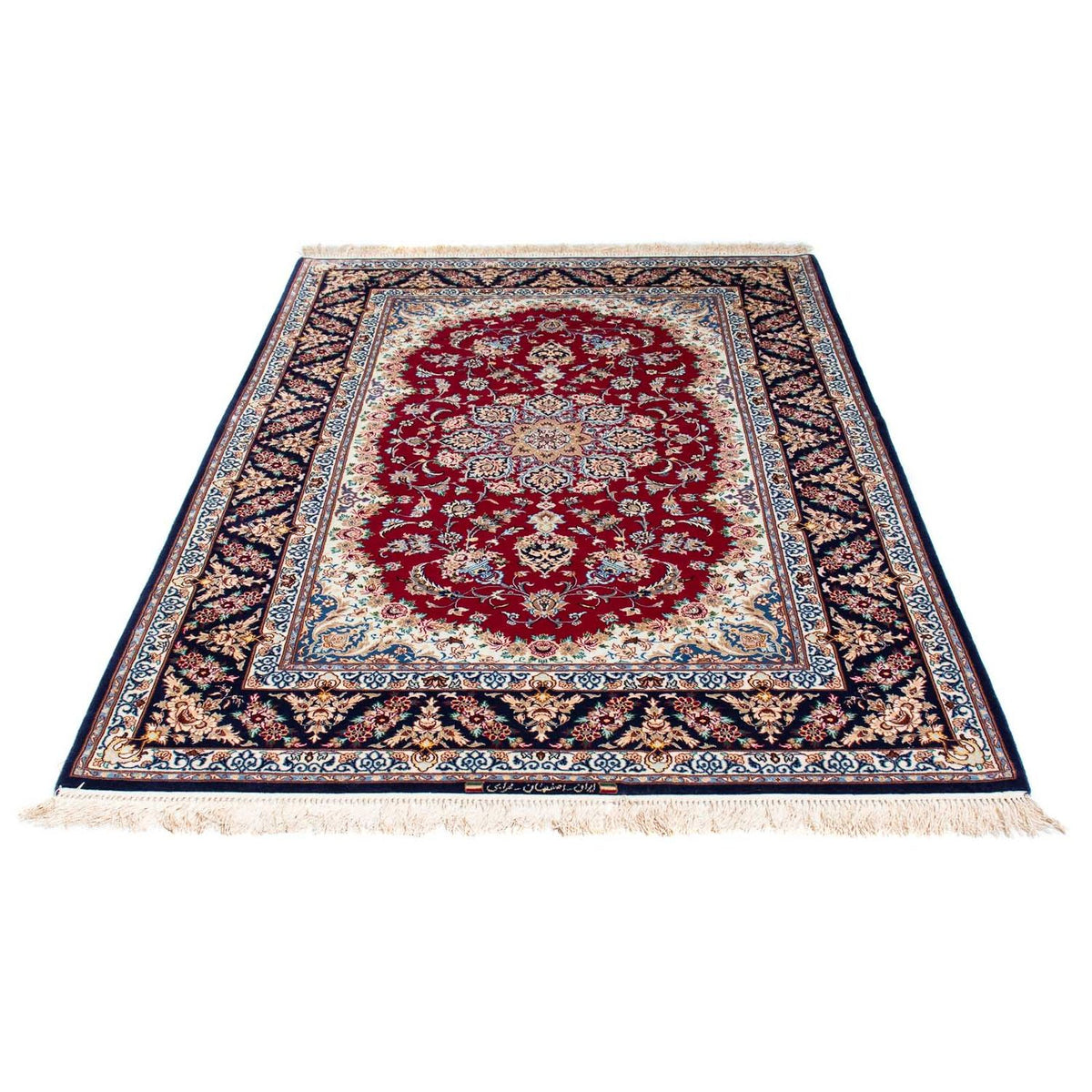 Alfombra Persa - Isfahan - Prima - 194 x 131 cm - rojo oscuro
