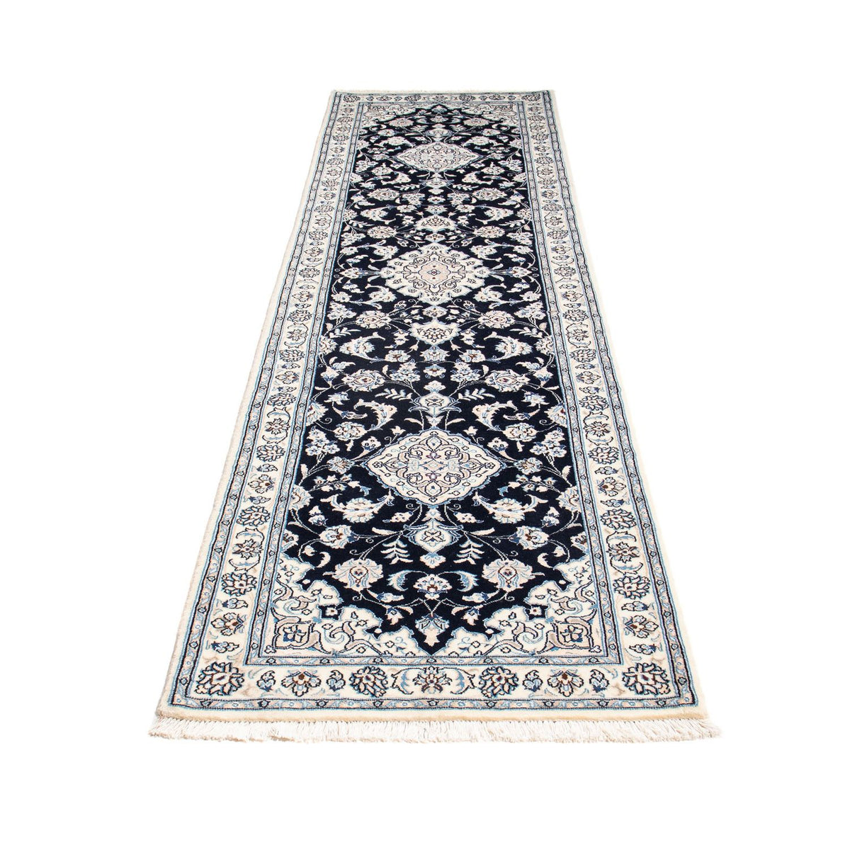 Alfombra de pasillo Alfombra Persa - Nain - Real - 295 x 78 cm - azul oscuro