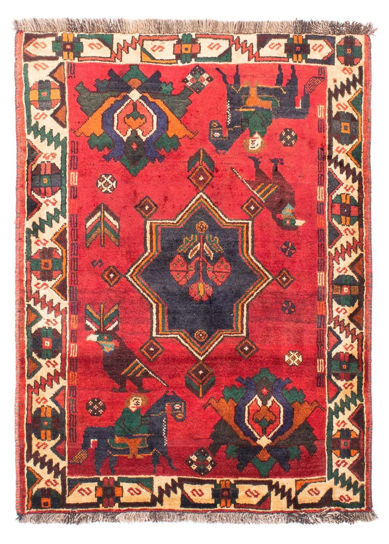 Alfombra persa - Nómada - 159 x 117 cm - rojo oscuro