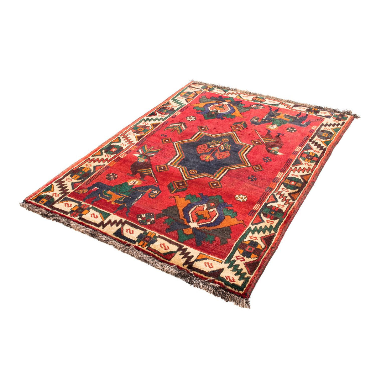 Alfombra persa - Nómada - 159 x 117 cm - rojo oscuro