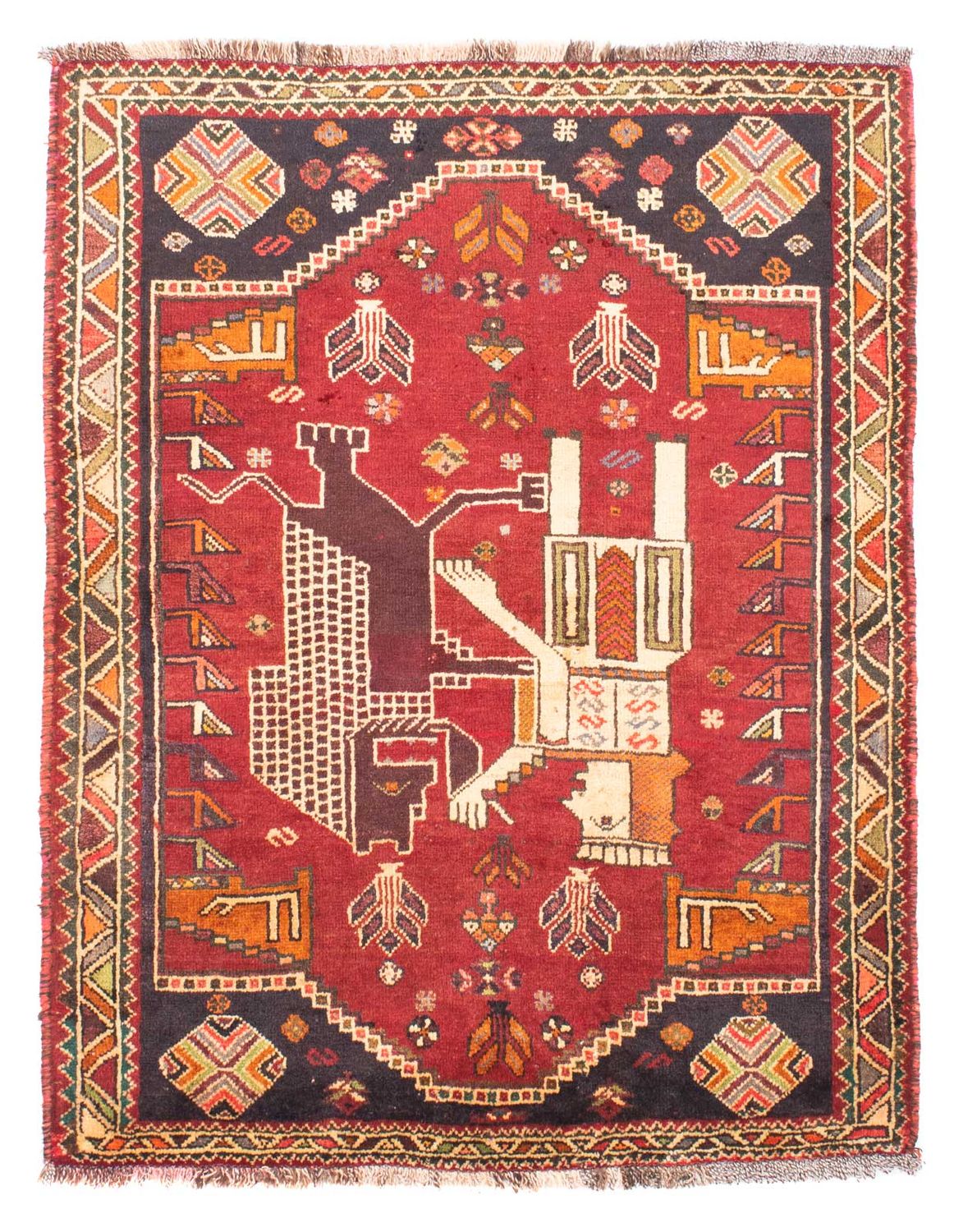 Alfombra persa - Nómada - 167 x 120 cm - rojo oscuro