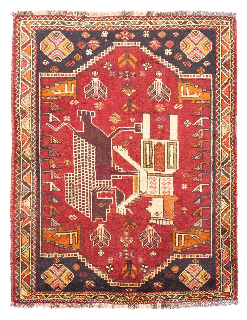 Alfombra persa - Nómada - 167 x 120 cm - rojo oscuro