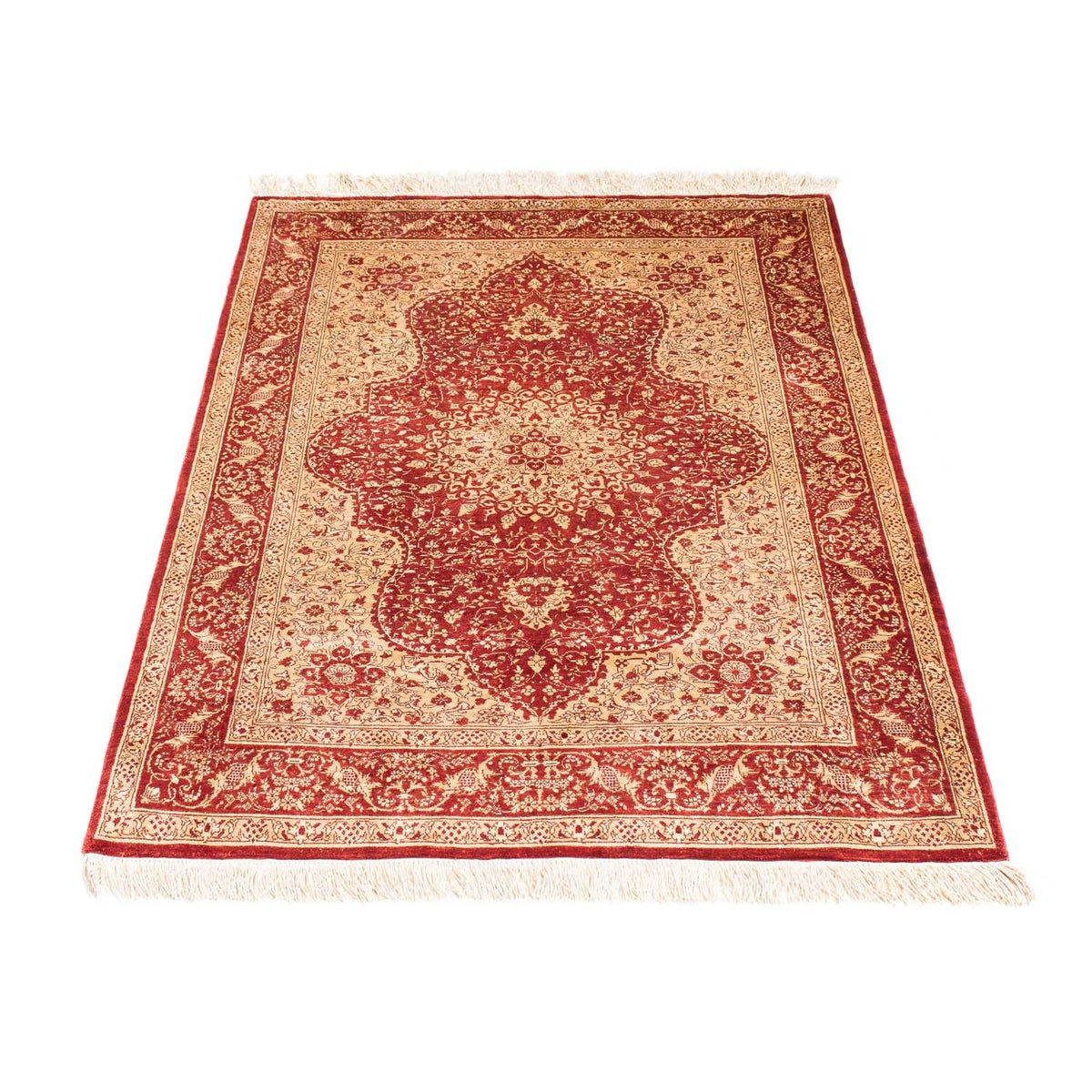 Alfombra oriental - Hereke - 122 x 69 cm - rojo oscuro