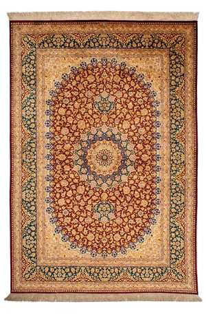 Alfombra de seda - Seda china - 198 x 137 cm - multicolor