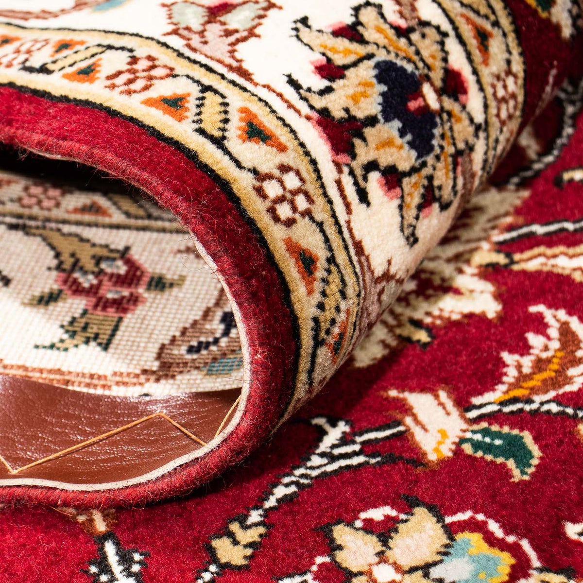 Alfombra de pasillo Alfombra Persa - Tabriz - Real - 315 x 88 cm - rojo oscuro