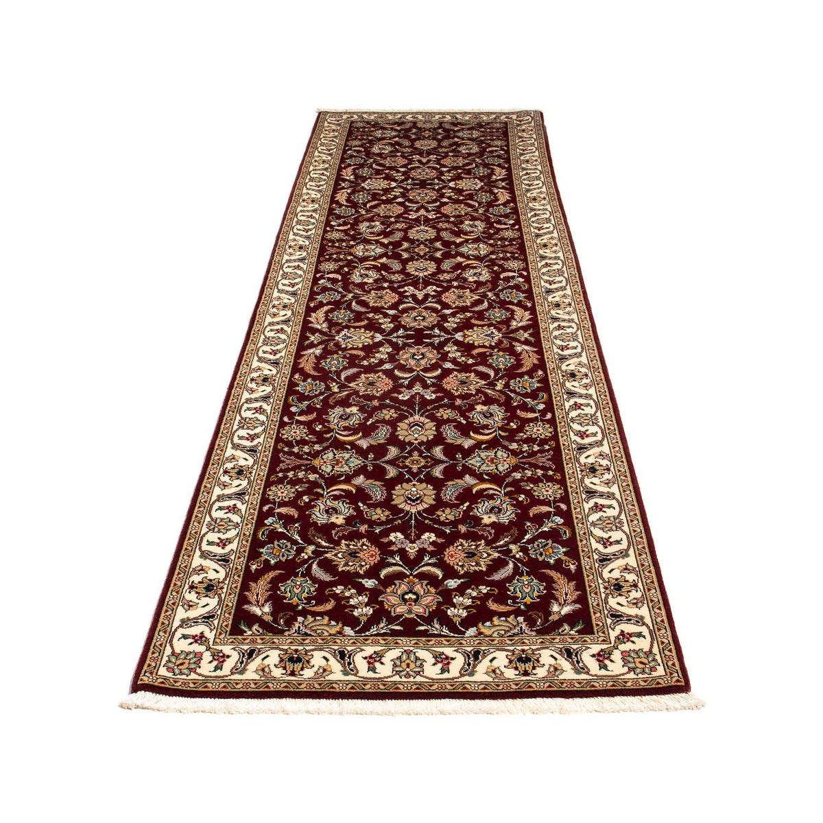 Alfombra de pasillo Alfombra Persa - Tabriz - Real - 315 x 88 cm - rojo oscuro